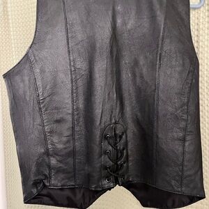 Women’s black leather vest